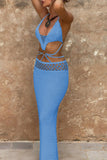 Crochet Cutout Casual Maxi Dress