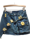 Embellished Denim Mini Skirt