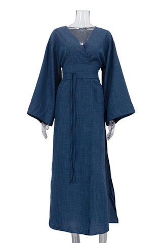 Long Sleeve Wrap Maxi Dress