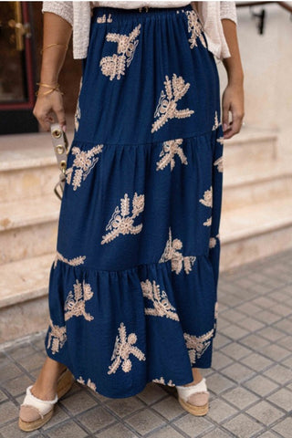 Tiered Floral Maxi Skirt