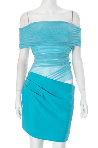 Off-Shoulder Draped Casual Dress