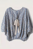 Tie-Back Patterned Blouse