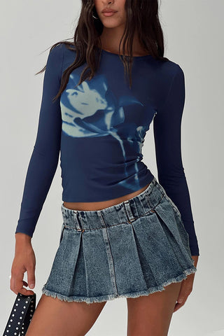 Floral Graphic Long Sleeve Blouse