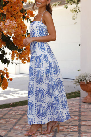 Halter-Neck Printed Maxi Dress