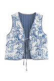 Patchwork Tie-Front Vest