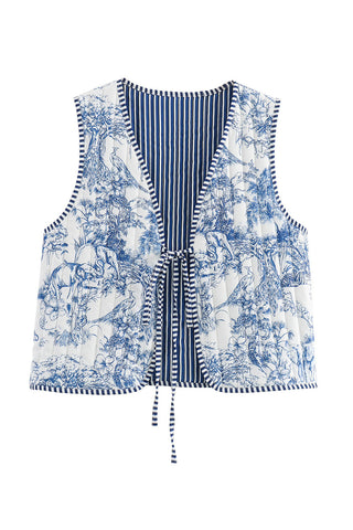 Patchwork Tie-Front Vest
