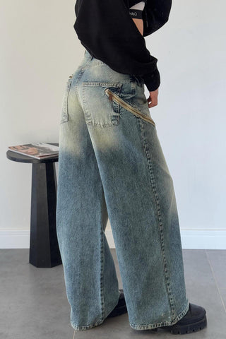 Trendy Wide Leg Denim Jeans