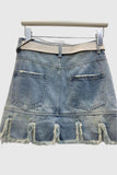 Frayed Hem Denim Mini Skirt