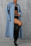 Button-Up Denim Long Jacket