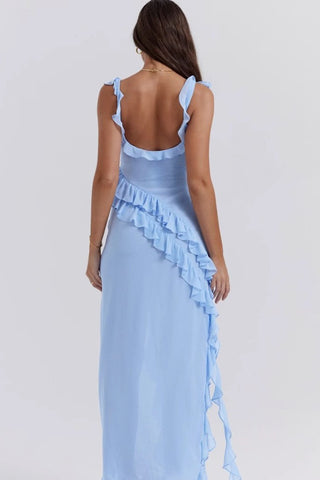 Ruffle Trim Asymmetric Dress