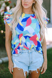 Vibrant Patterned Flutter Sleeve Tee