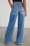 Wide-Leg Raw Hem Denim Jeans