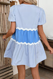 Striped Puff Sleeve Mini Dress