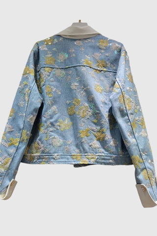 Floral Pattern Denim Jacket