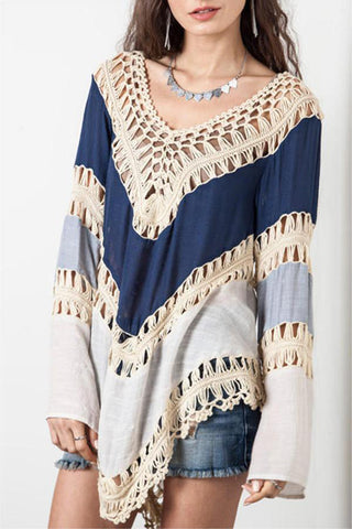 Boho Crochet Trim Blouse
