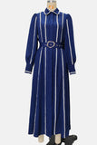 Belted Midi Casual Dress with Button Accents