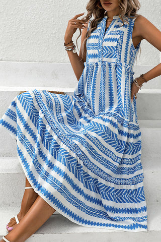 Sleeveless Geometric Print Casual Dress