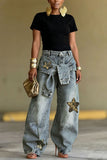 Star-Embellished Straight-Leg Jeans
