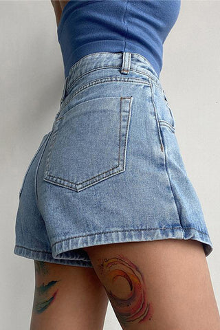 Asymmetric Wrap Denim Skirt