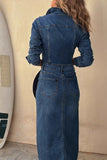 Buttoned Denim Midi Dress