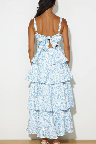Tiered Floral Evening Gown