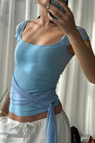 Sheer Sleeve Wrap Tank Top