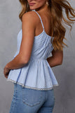 Striped Button-Front Peplum Tank