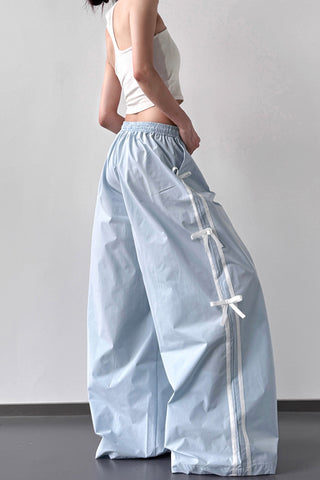 Wide-Leg Pants with Ribbon Detail
