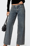 Leopard Heart Pocket Straight Leg Jeans