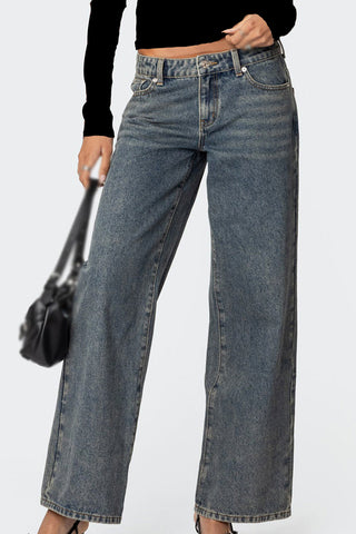 Leopard Heart Pocket Straight Leg Jeans