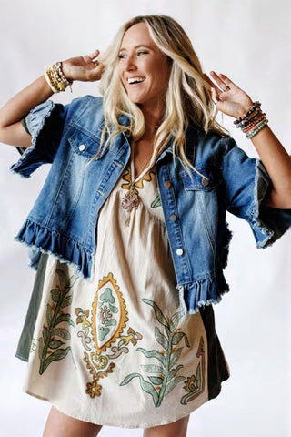 Frayed Hem Denim Jacket