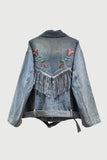 Floral Fringe Denim Jacket