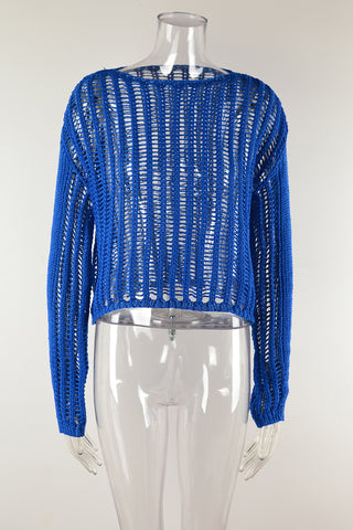 Open-Knit Long Sleeve Blouse