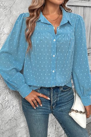 Button-Up Textured Blouse