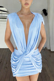 Twist-Front Casual Mini Dress