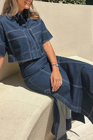 Two-Piece Button-Up Skirt Set