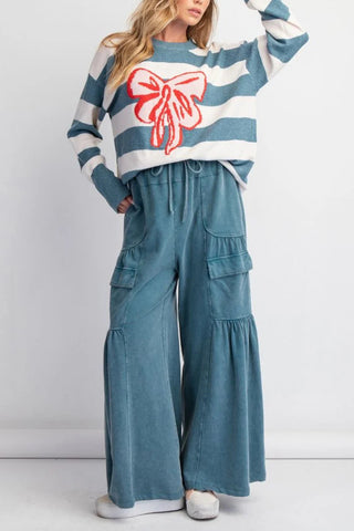 Striped Bow-Accent Sweater