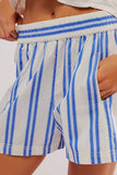 Striped Elastic Waist Casual Shorts
