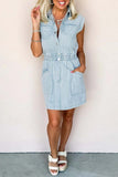 Stripe Button-Front Sleeveless Mini Dress
