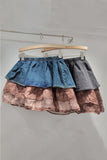 Layered Denim Mini Skirt