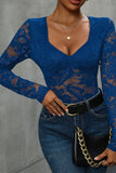 Lace Long Sleeve V-Neck Bodysuit