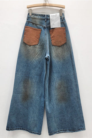 Wide-Leg Denim Straight Jeans