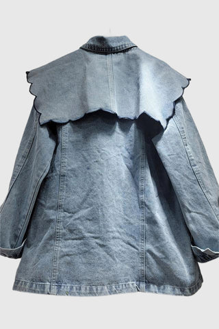 Patterned Collar Denim Jacket