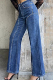 Studded Straight-Leg Jeans