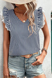 Striped Ruffle Sleeve Tank Top