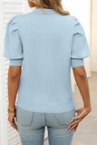 Puff Sleeve Crew Neck Knit Top