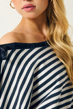 Off-Shoulder Striped Sweatshirt