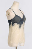 Sheer Lace Overlay Denim Set