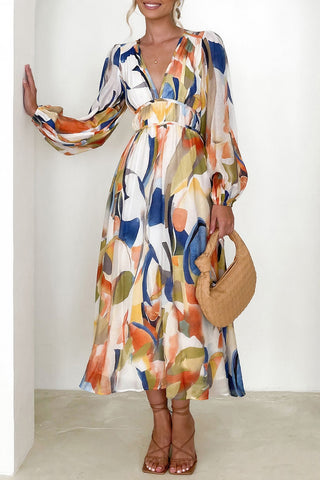 Floral Print Long Sleeve Casual Dress