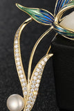 Elegant Flower Brooch with Pearl Detail